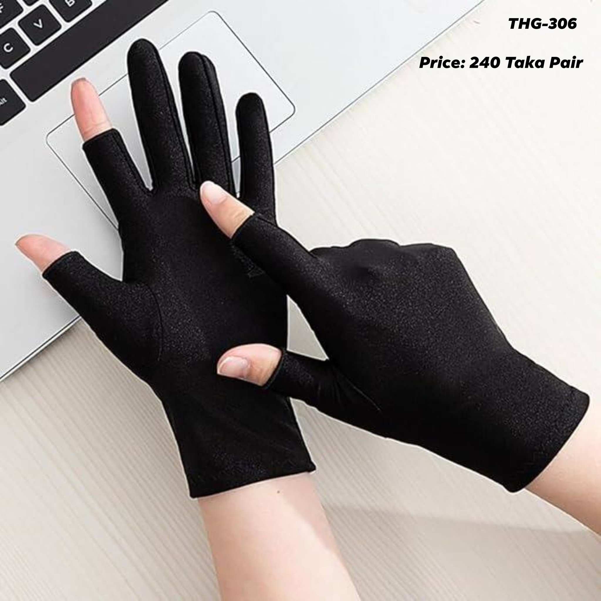 Nusrat - 🌞 UV Protection Hand Gloves 🌞 🎨 Color: Black 🧵 Material ...
