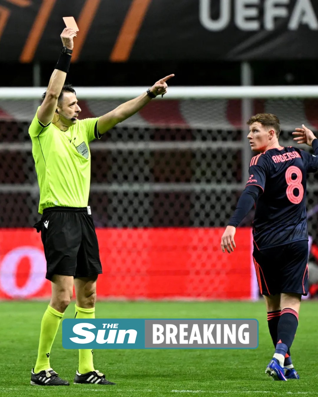 The Sun - BREAKING: Elliot Anderson sent off for comment to referee 🚨 ...