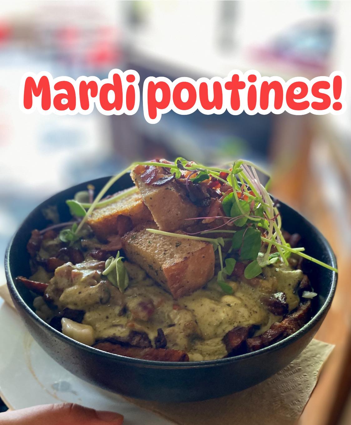 Bistro - Au menu ce soir! ☀️ Poutine avec crevette et lardon de porc ...