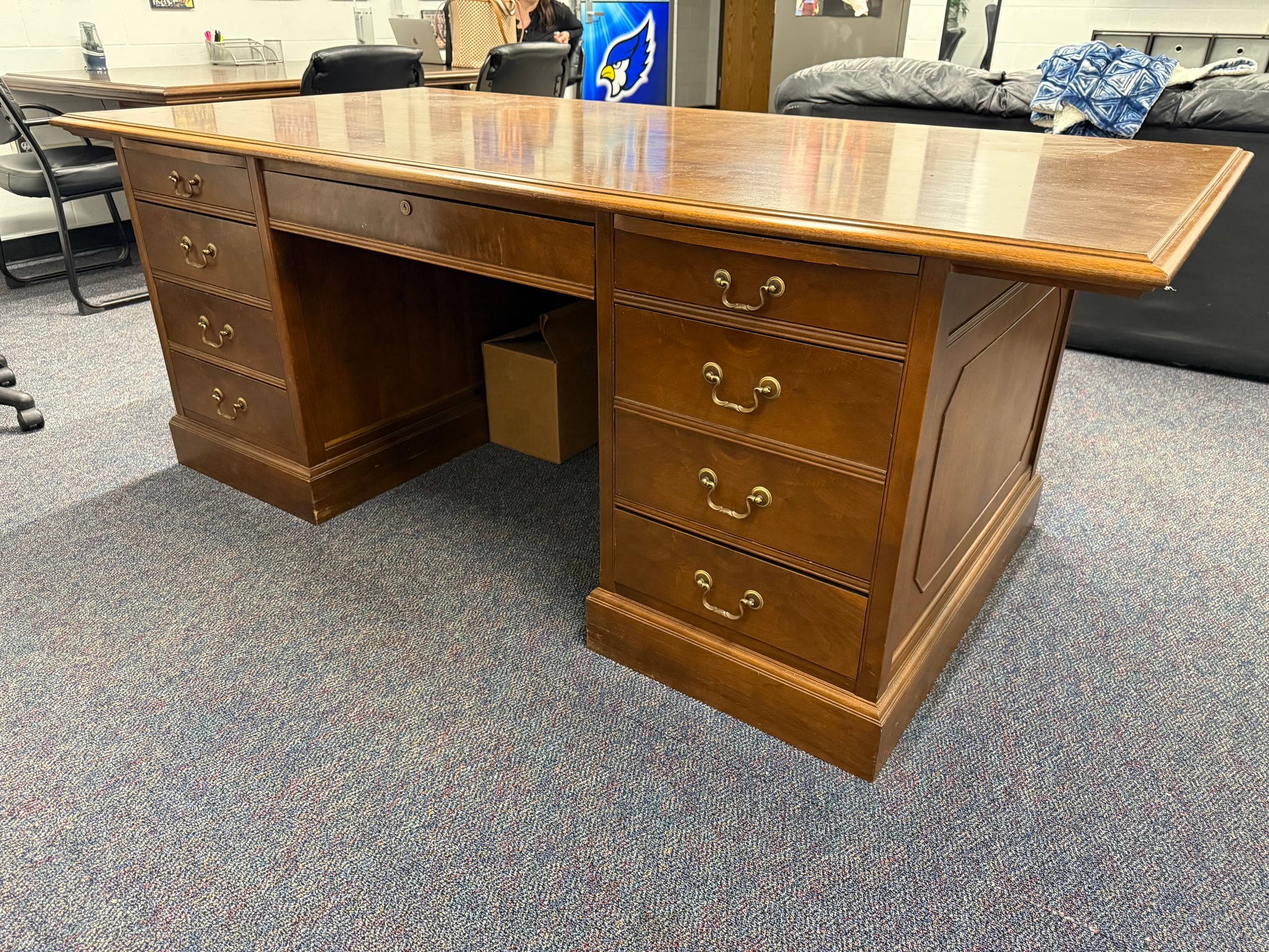 Elegant Solid Wood Executive Desk with Matching Conference Table and ...
