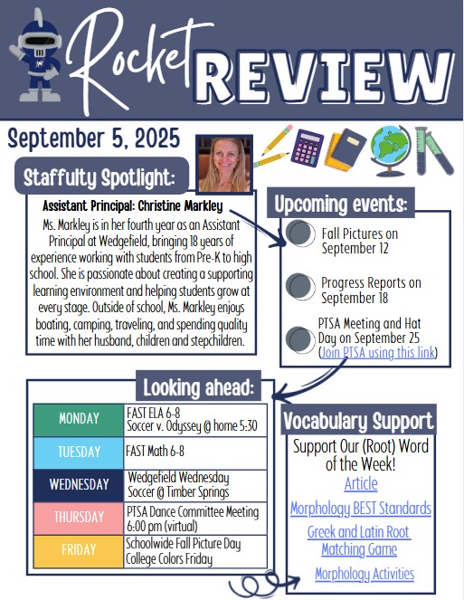 Wedgefield - Please see the latest edition of the Rocket Review. Access ...