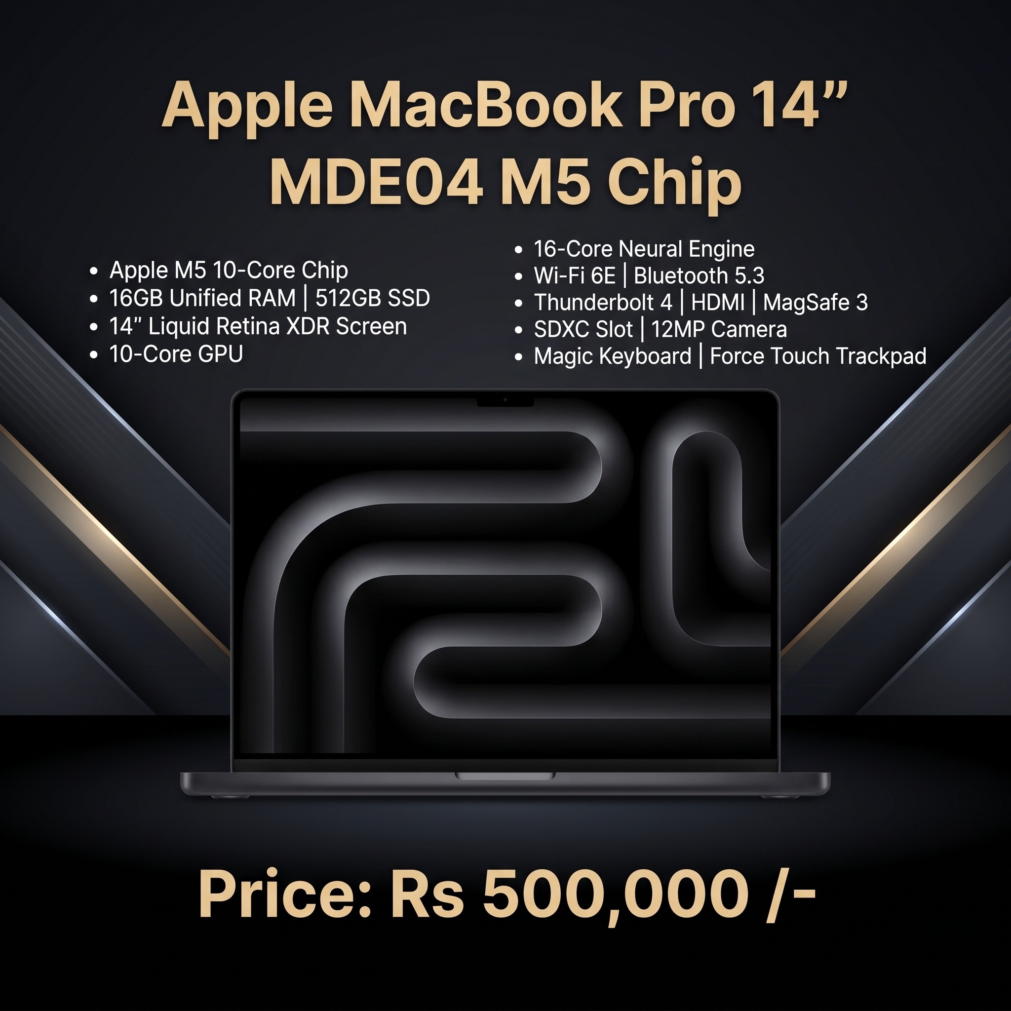 Apple MacBook Pro 14″ MDE04 M5 10-Core Chip 16GB Unified RAM 
