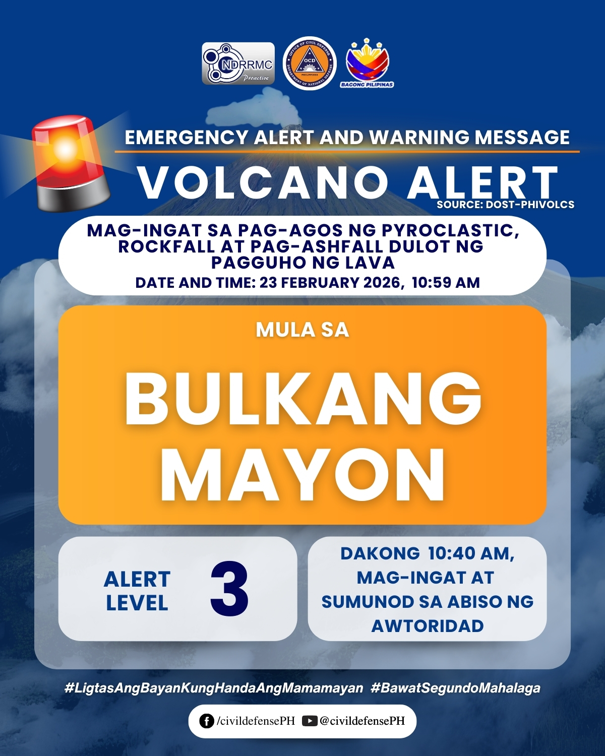 ⚠️ VOLCANO ALERT 23 February 2026,... - Civil Defense PH | Facebook