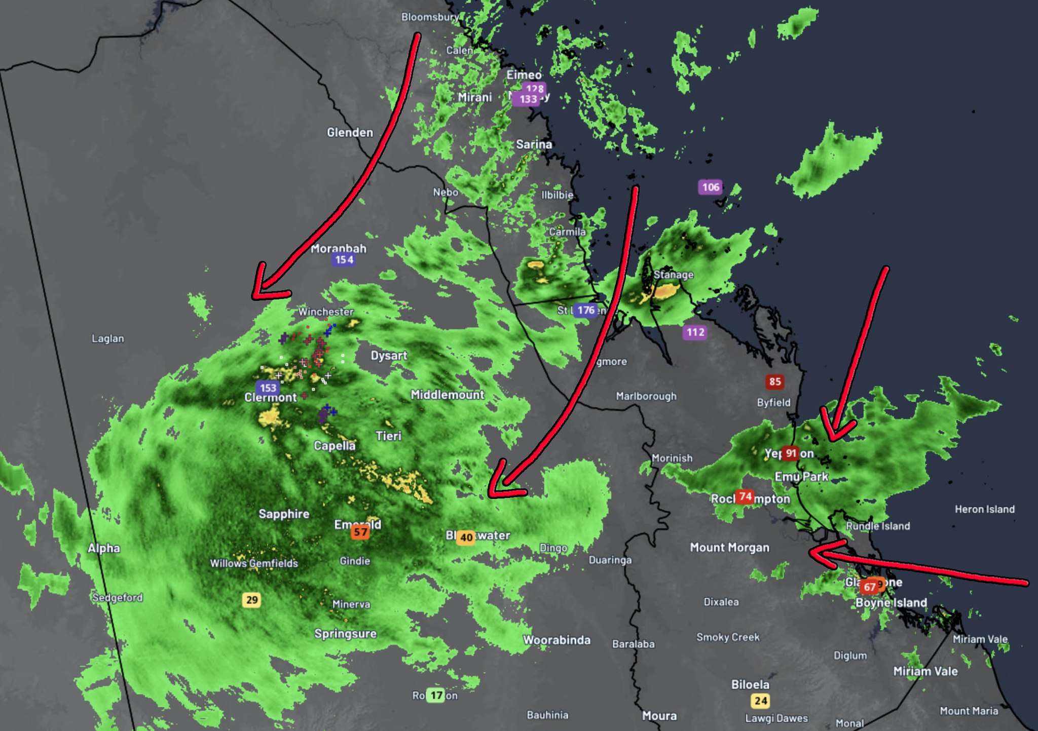 Higgins - 4:45am Central QLD Heavy Rain Warning: Widespread rain areas ...