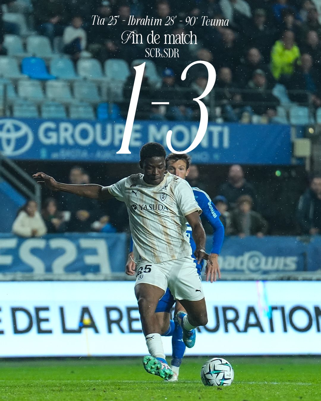 Stade - ⏱️ 90'+6 1️⃣-3️⃣ ⏹️ Nos Rémois ont bien réagi et ramènent les 3 ...