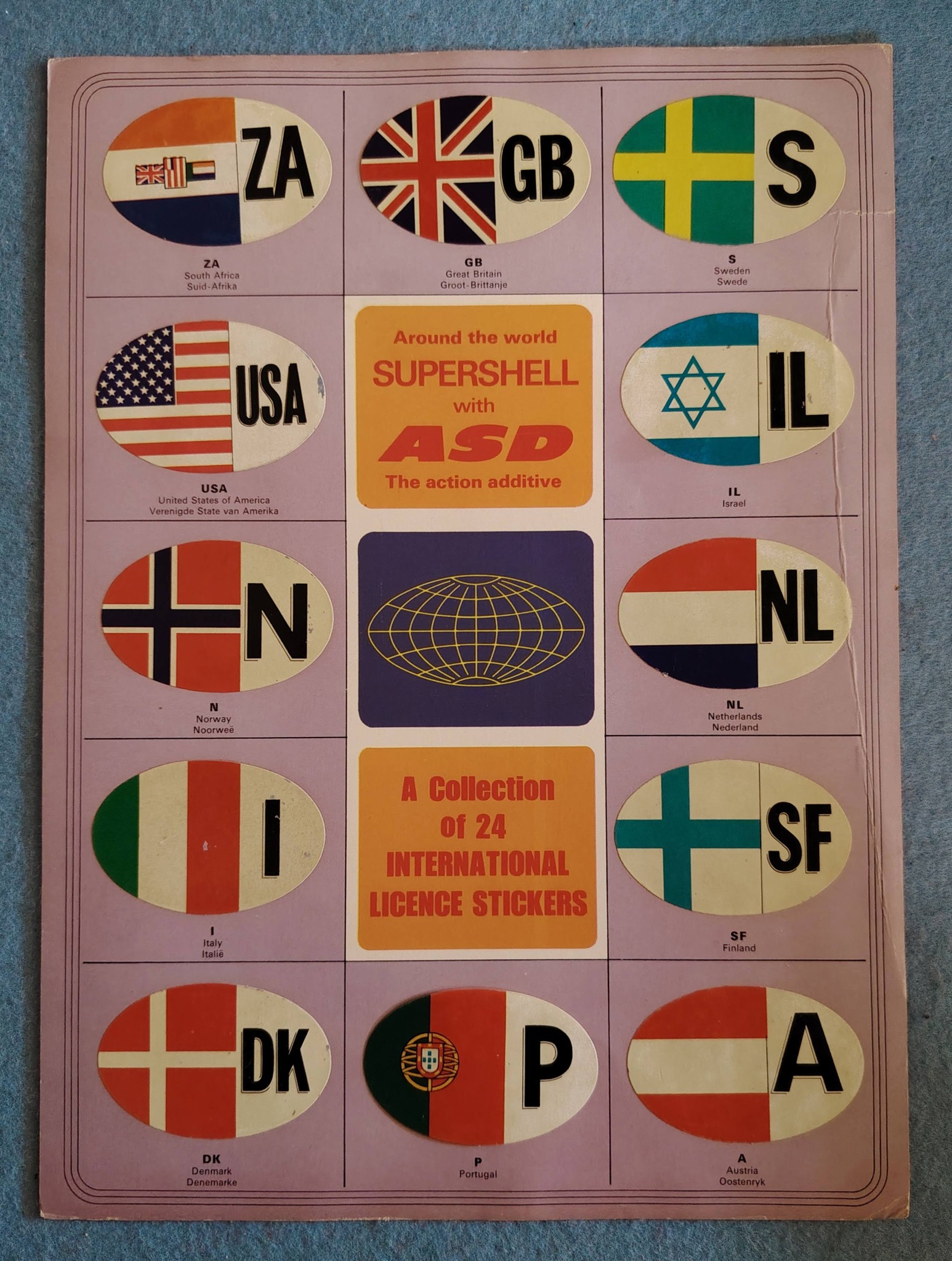 Vintage 1970s petrol company flag stickers collection