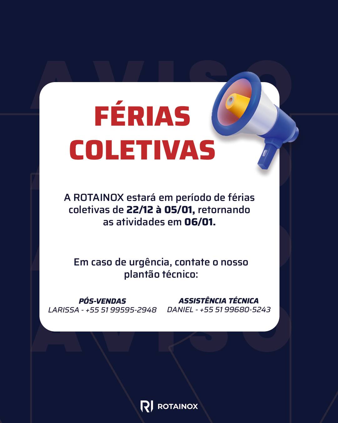 Rotainox - ⚠️AVISO IMPORTANTE⚠️ A ROTAINOX estará em... | Facebook