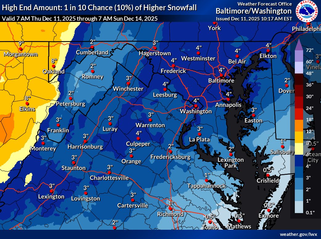 Mocosnow - Elevated Snow Risk Issued for Much of Maryland; First ...