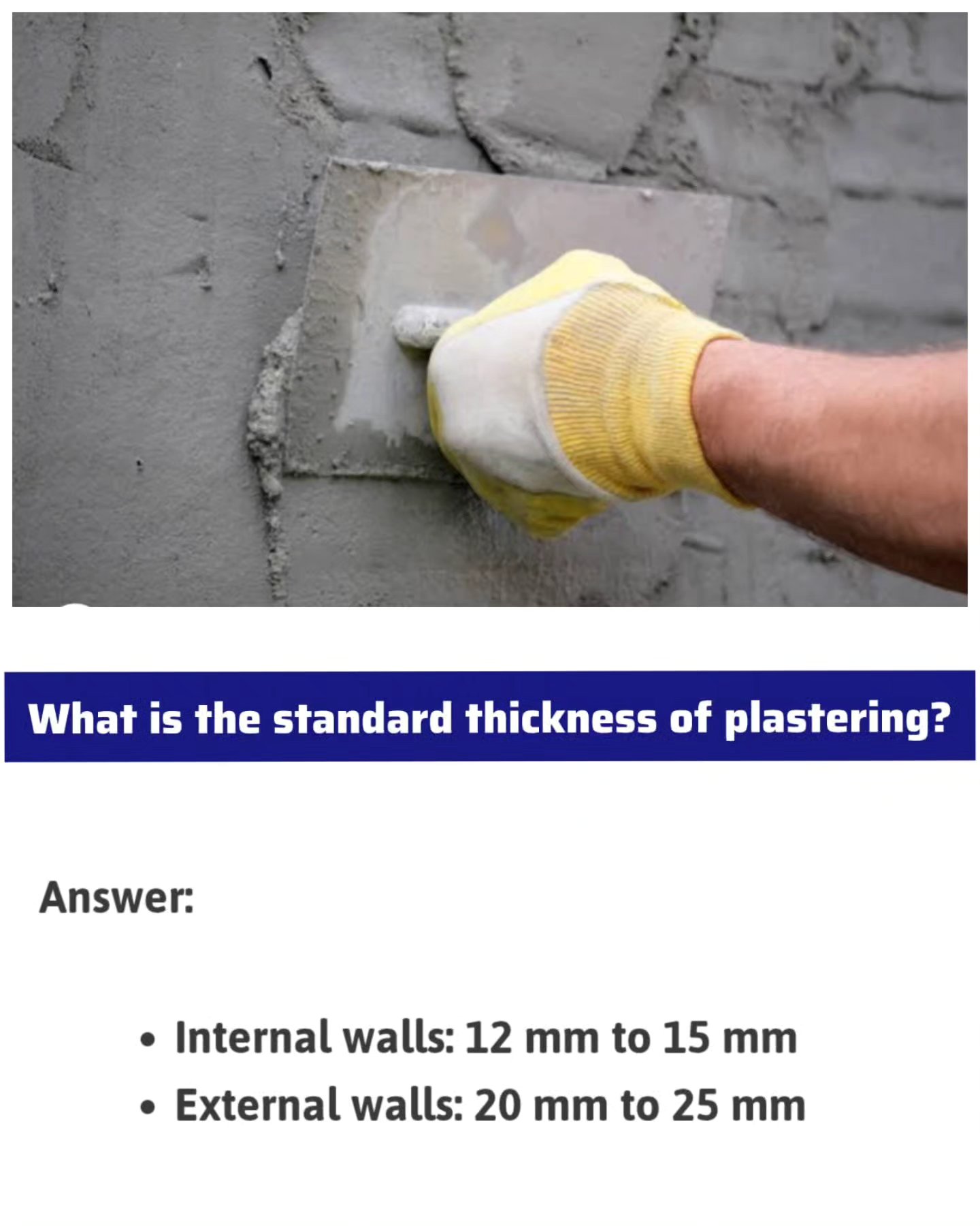 Civil - What is the standard thickness of plastering? | Facebook