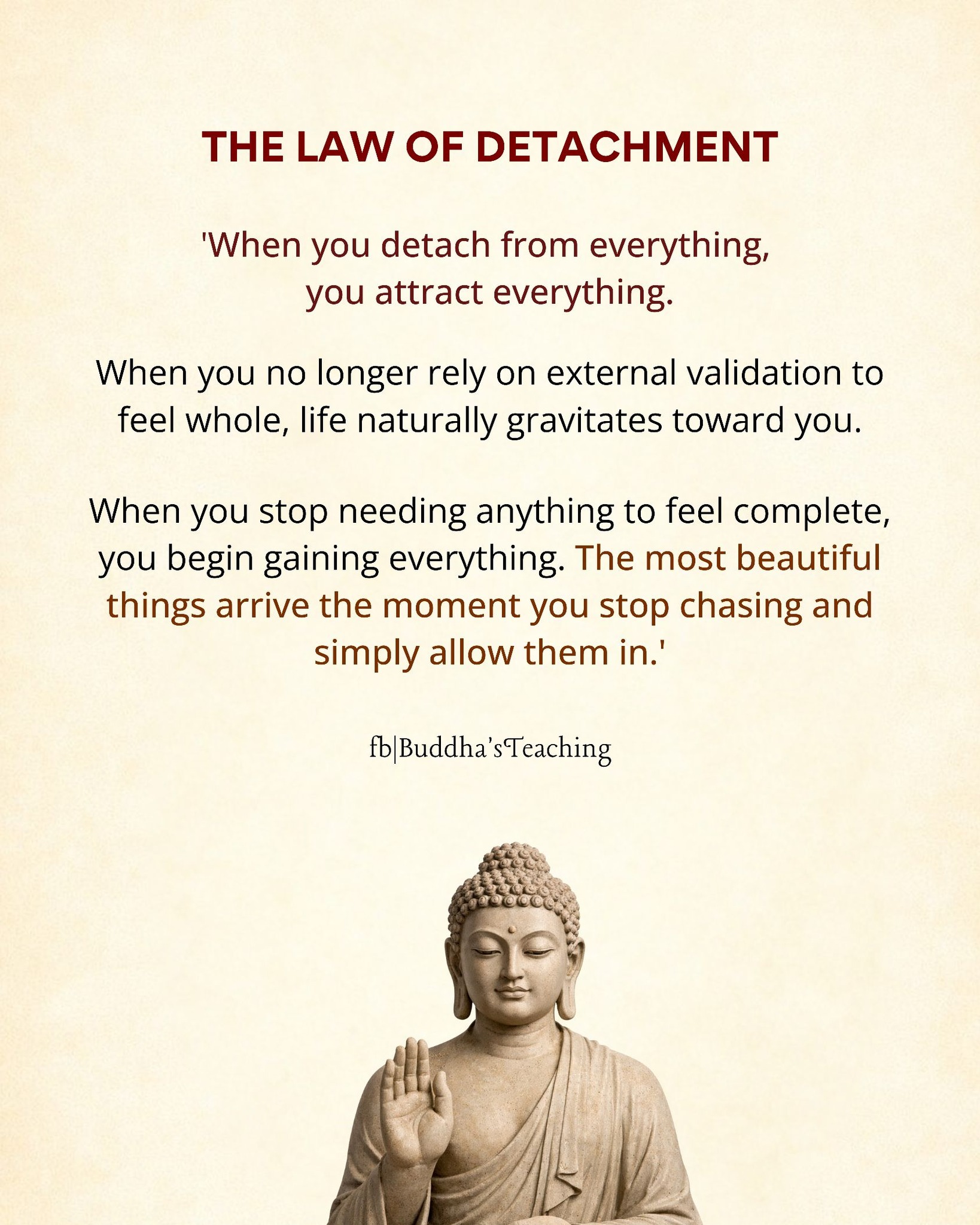 Buddha's - The law of detachment is the art of inner freedom. It is not ...