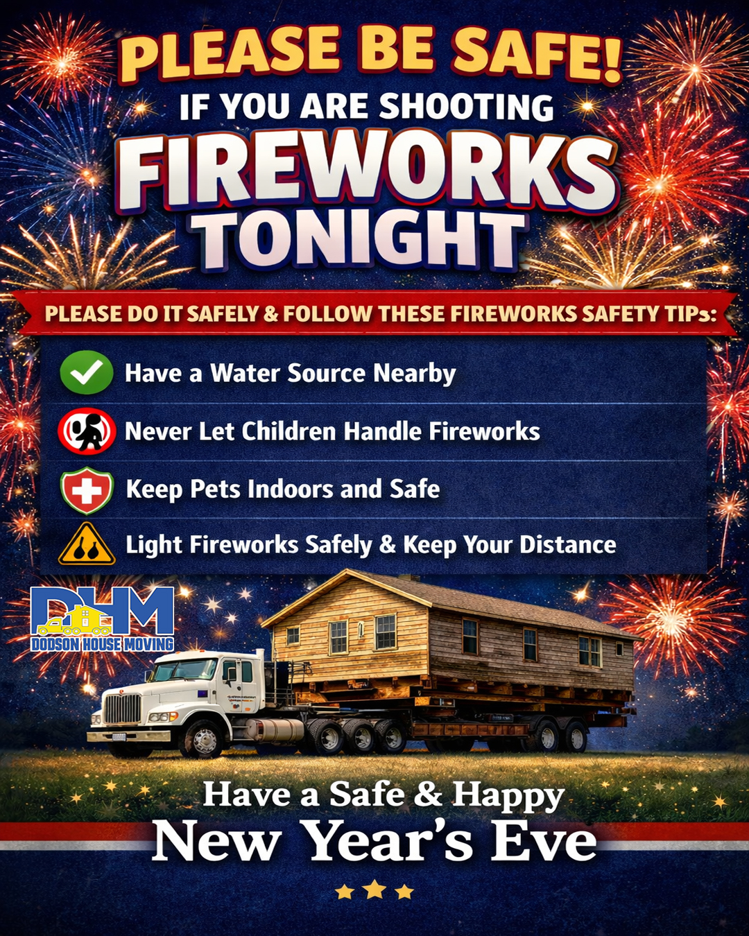 Dodson - 🎆 New Year’s Eve Fireworks Safety Checklist 🎆 If you’re ...
