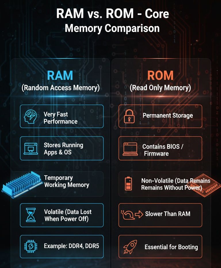BD Tech Tips - 💾 RAM vs ROM – Know the Difference RAM and... | Facebook