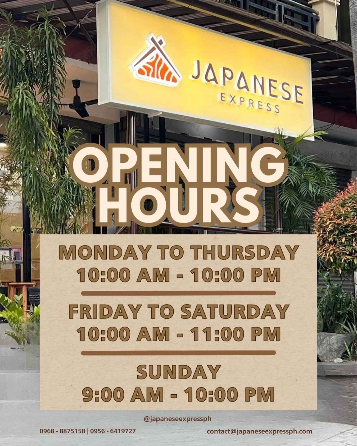 Update on our hours 🍜 Here’s when you... - Japanese Express | Facebook