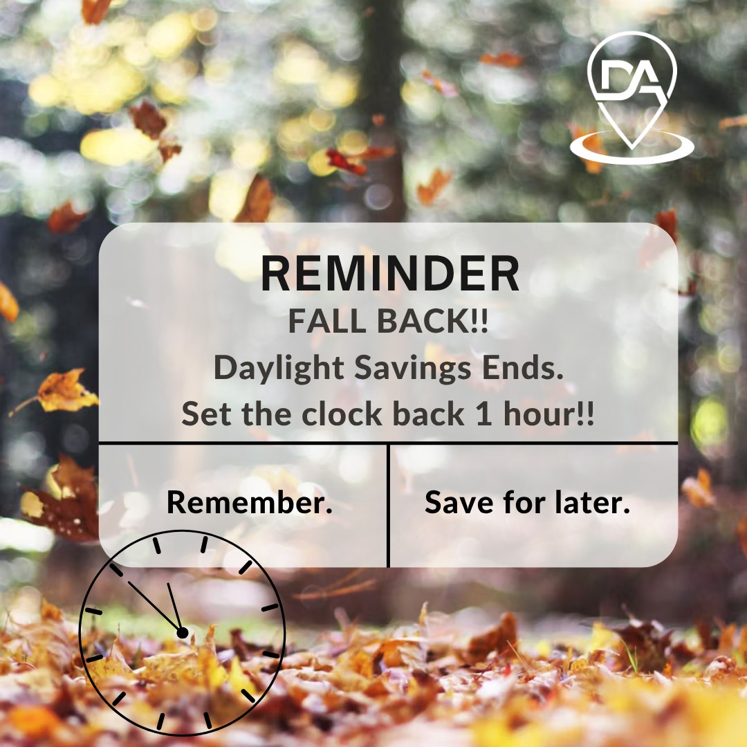 Destination - Don’t forget to fall back! Daylight Savings ends — set ...