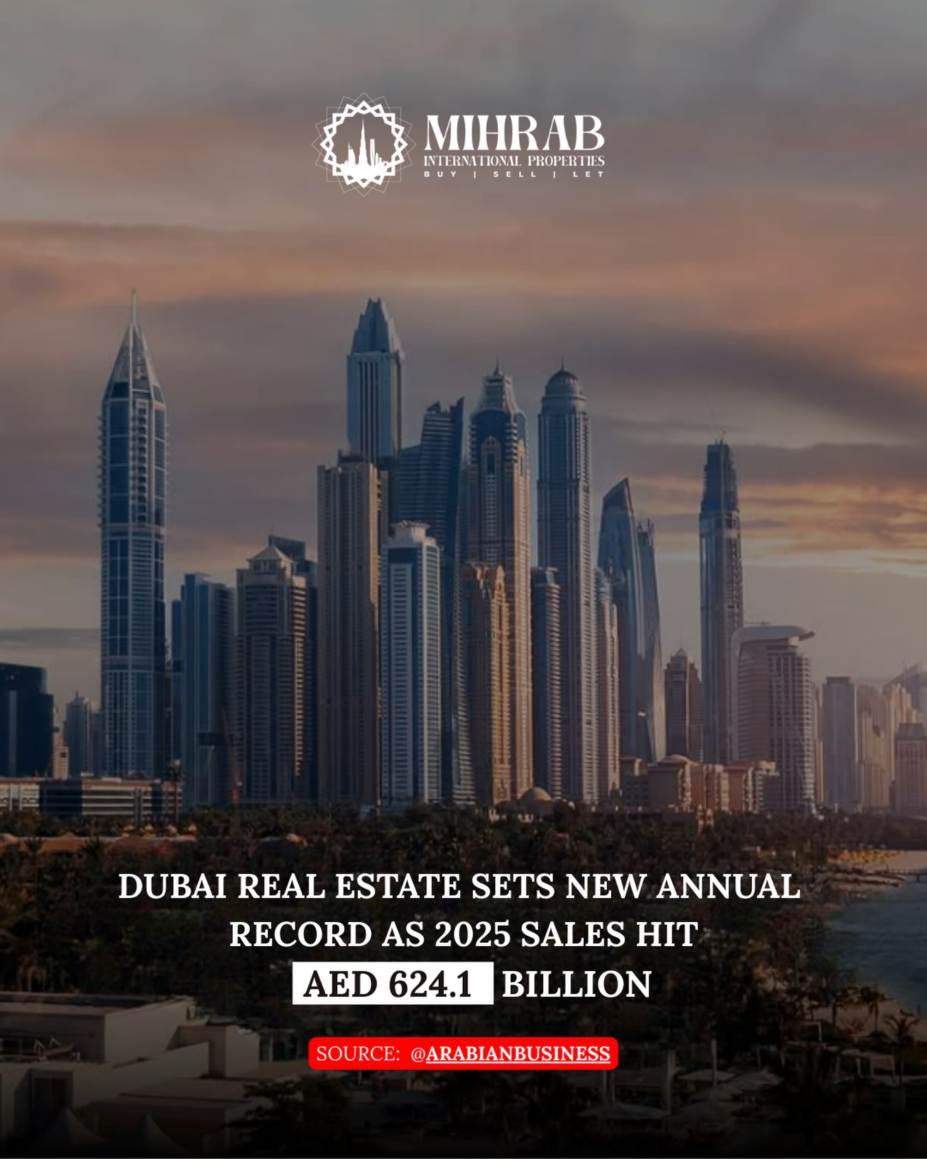 Mihrab - Dubai real-estate sales hit a record AED 624.1 billion in 2025 ...