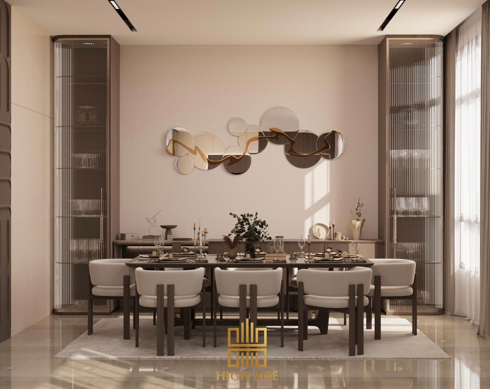 A refined dining table that anchors the space with balance and ...