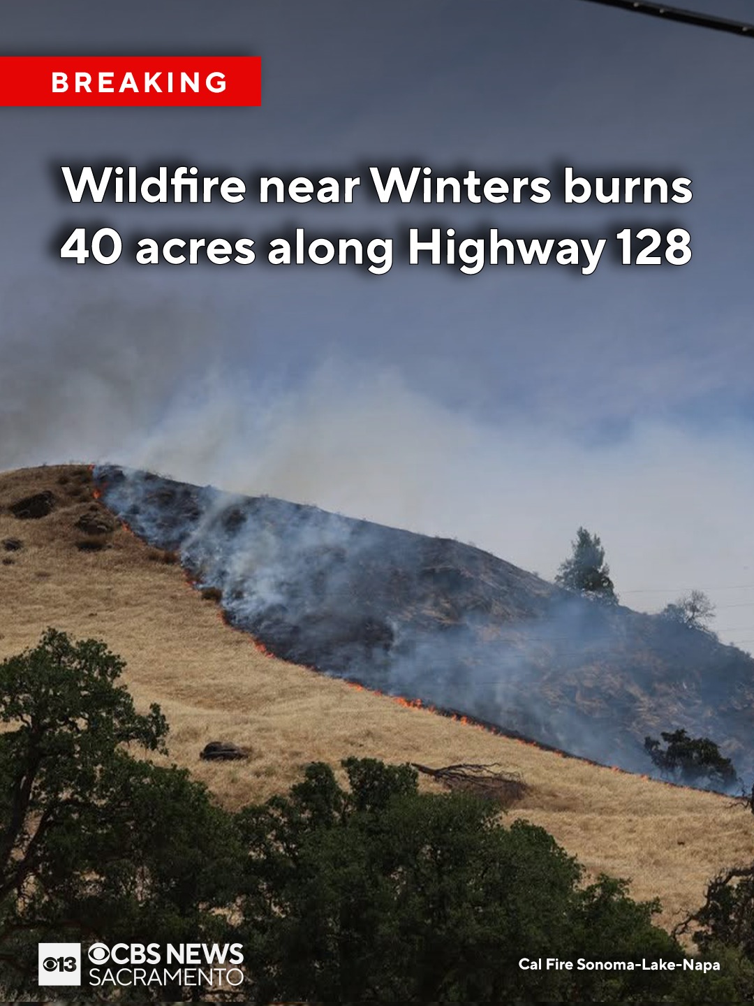 Firefighters are battling a wildfire near Winters in Yolo County 