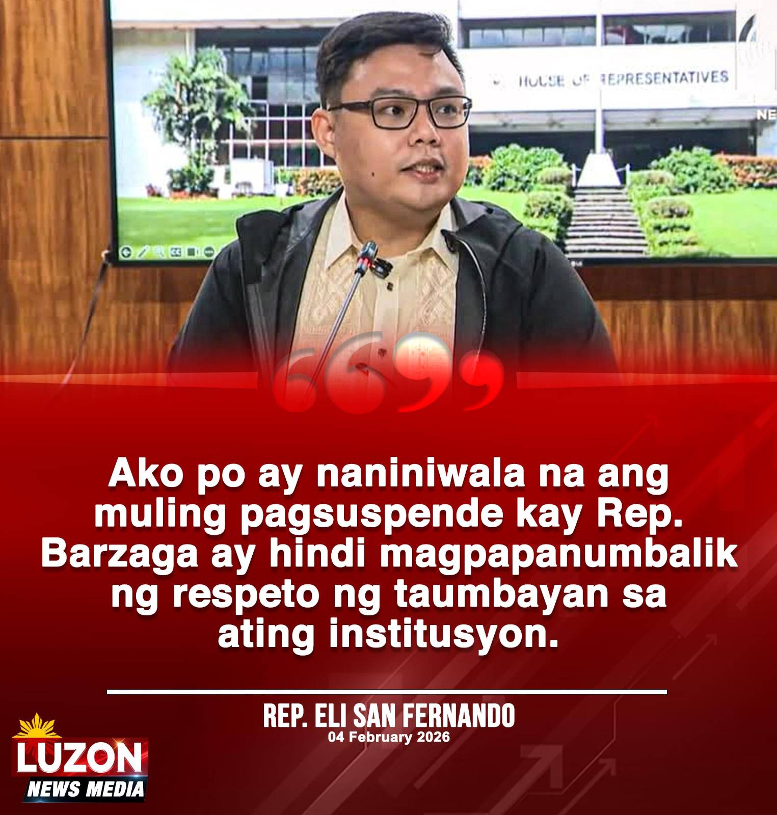 Ang muling pagsuspende kay Rep. Barzaga... - Luzon News Media | Facebook