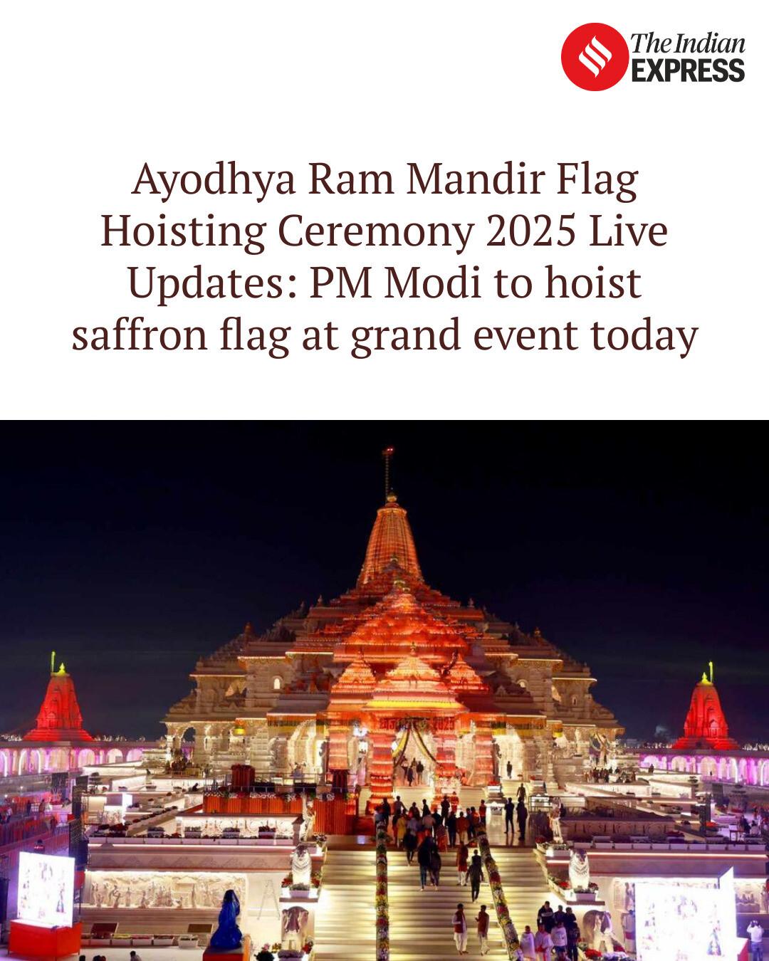 Indian - Ayodhya Ram Mandir Flag Hoisting Ceremony 2025 Live Updates ...