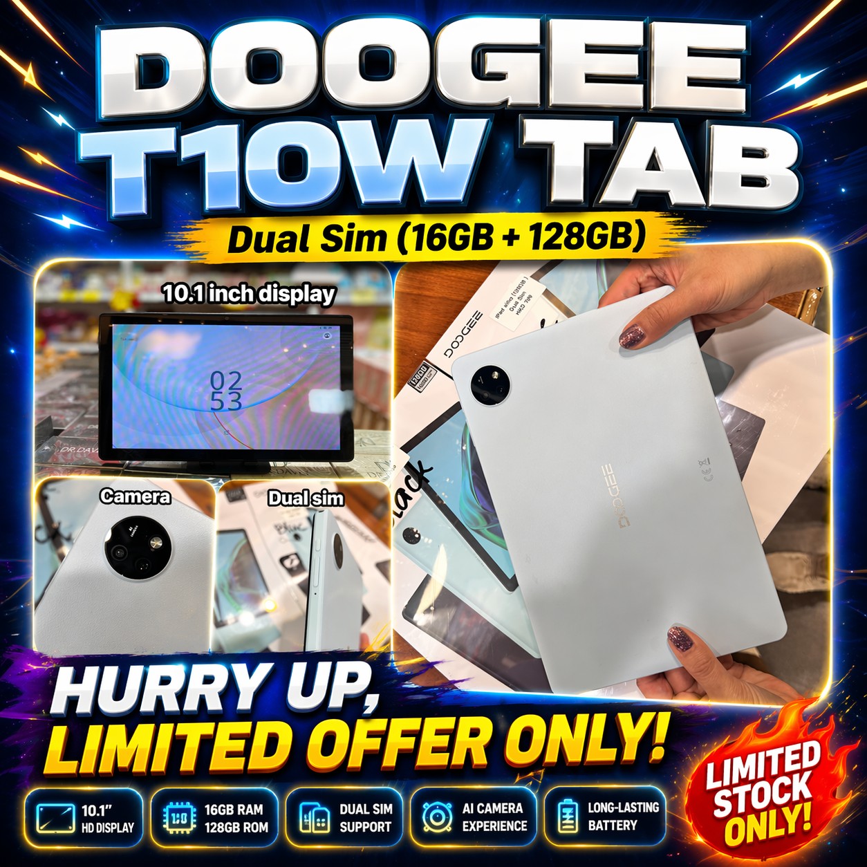 DOOGEE T10W TAB is here! 💥 ✔️ Dual SIM (16GB + 128GB) ✔️ Big