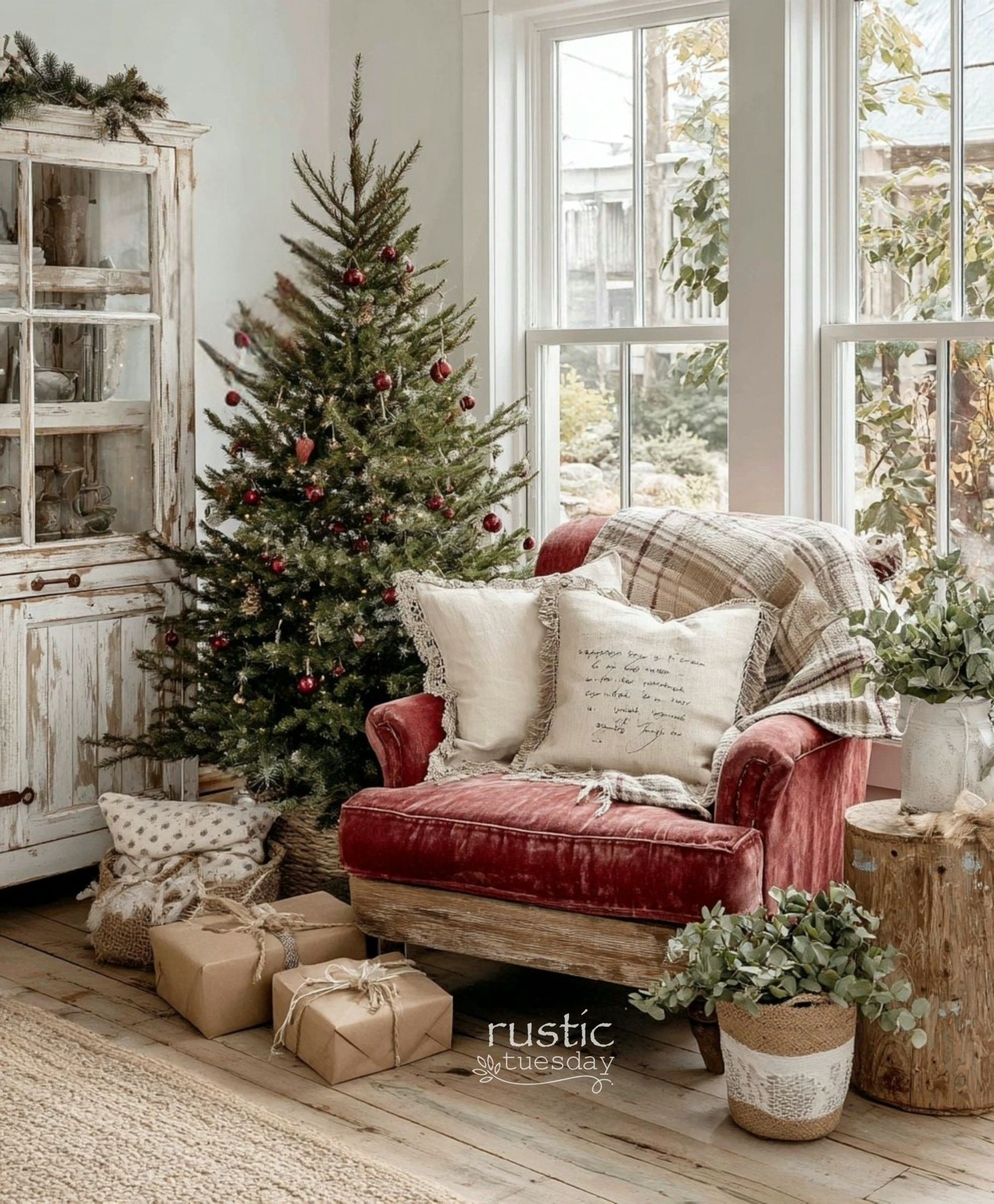 𝚛𝚞𝚜𝚝𝚒𝚌 - A snug corner comes together so easily with a vintage chair, a ...