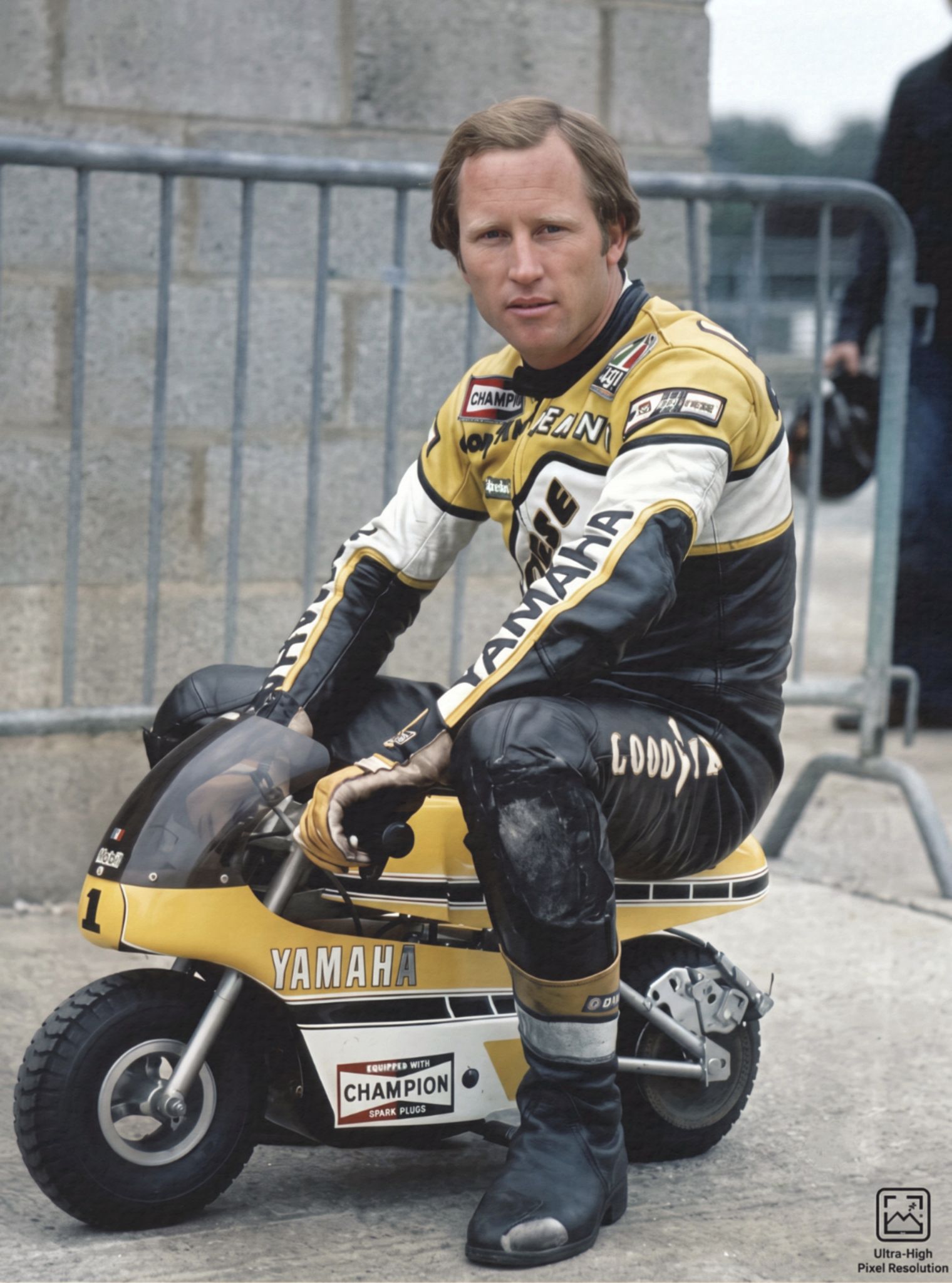 Kenny Roberts with his championship motorcycle