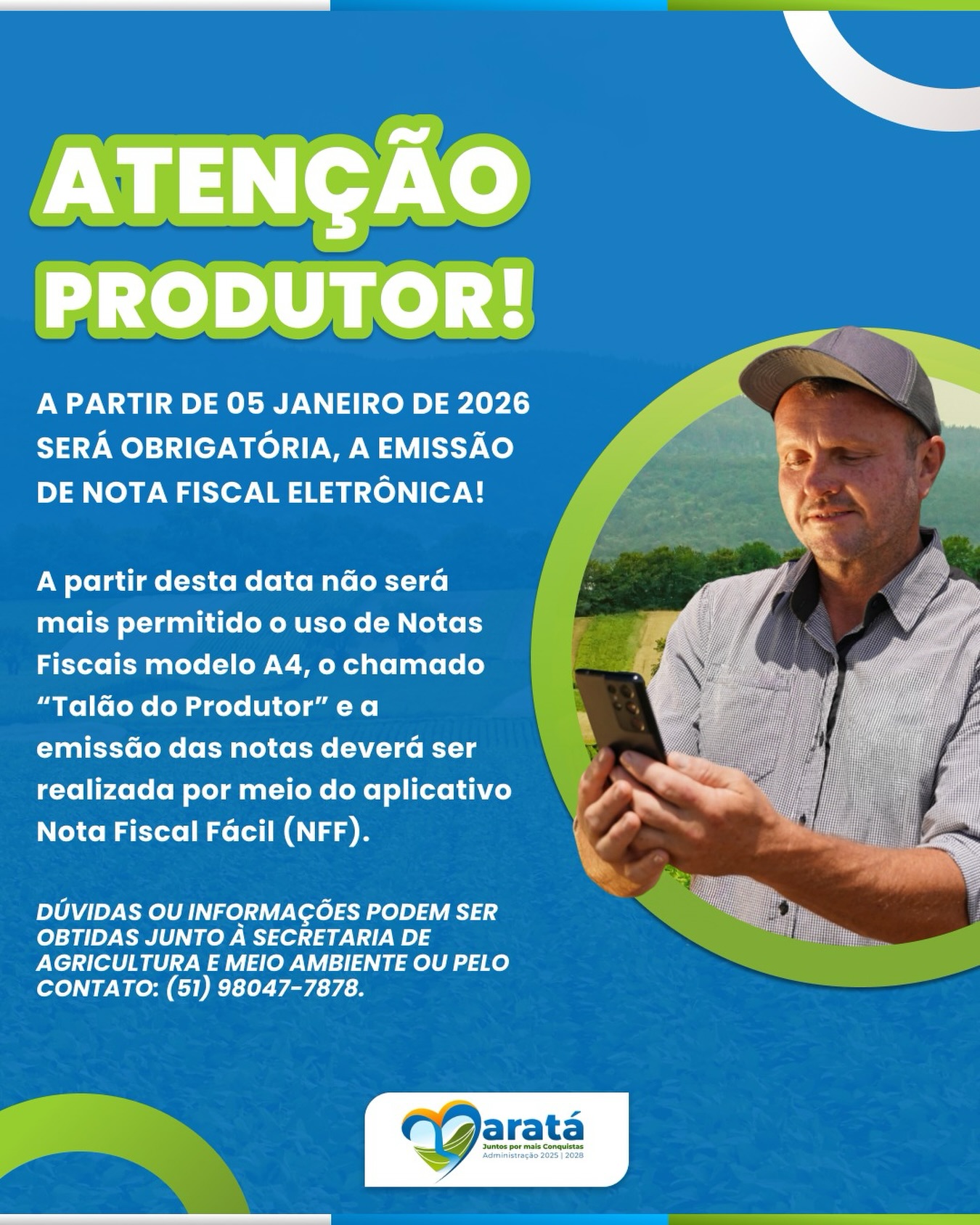Município - 📢 Atenção, produtor rural! A partir de 05 de janeiro de ...