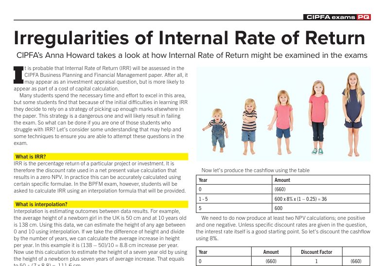 PQ - IRR – a vital topic for CIPFA students It is highly likely that ...