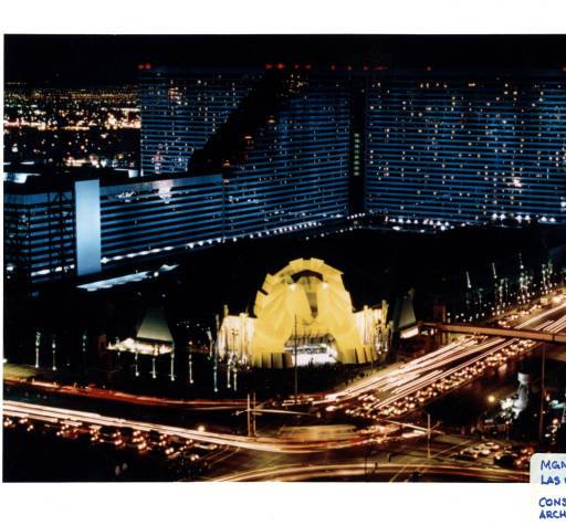Aerial of the original MGM Grand front entrance 1990s
