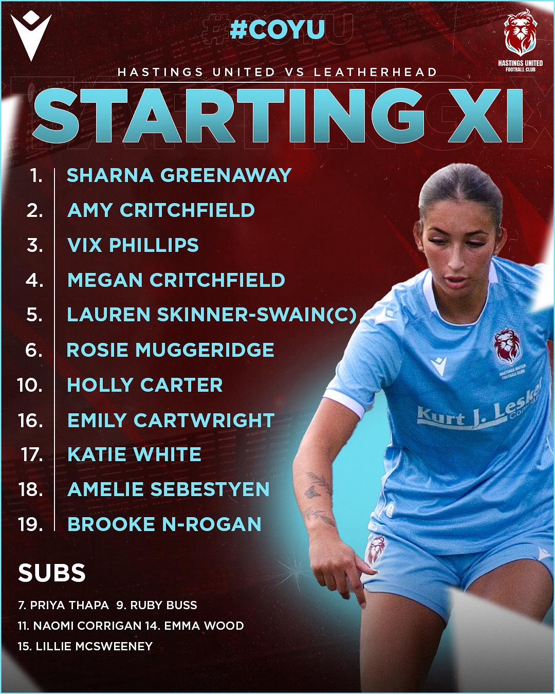 Hastings United - 𝗦𝗧𝗔𝗥𝗧𝗜𝗡𝗚 𝑿𝑰 Emily Cartwright makes her... | Facebook