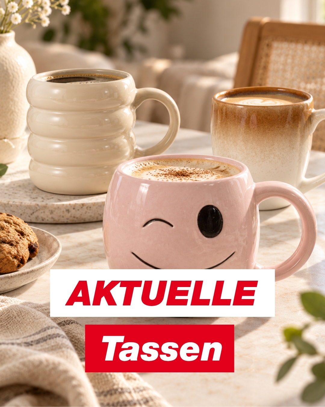 ☕ Welche Tasse darf bei dir morgens nicht fehlen? 👀 Von schlicht & cozy bis verspielt und ausgefallen – aktuell gibt's bei uns jede Menge neue Tassen zu entdecken. 🤍🌸✨ Und das Beste: schon ab 1,99 €