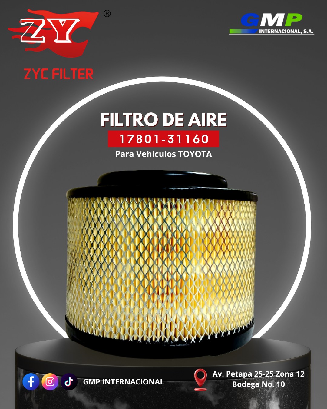 GMP - 🚗💨 Dale a tu motor el aire que necesita Filtro de Aire ZYC 17801 ...