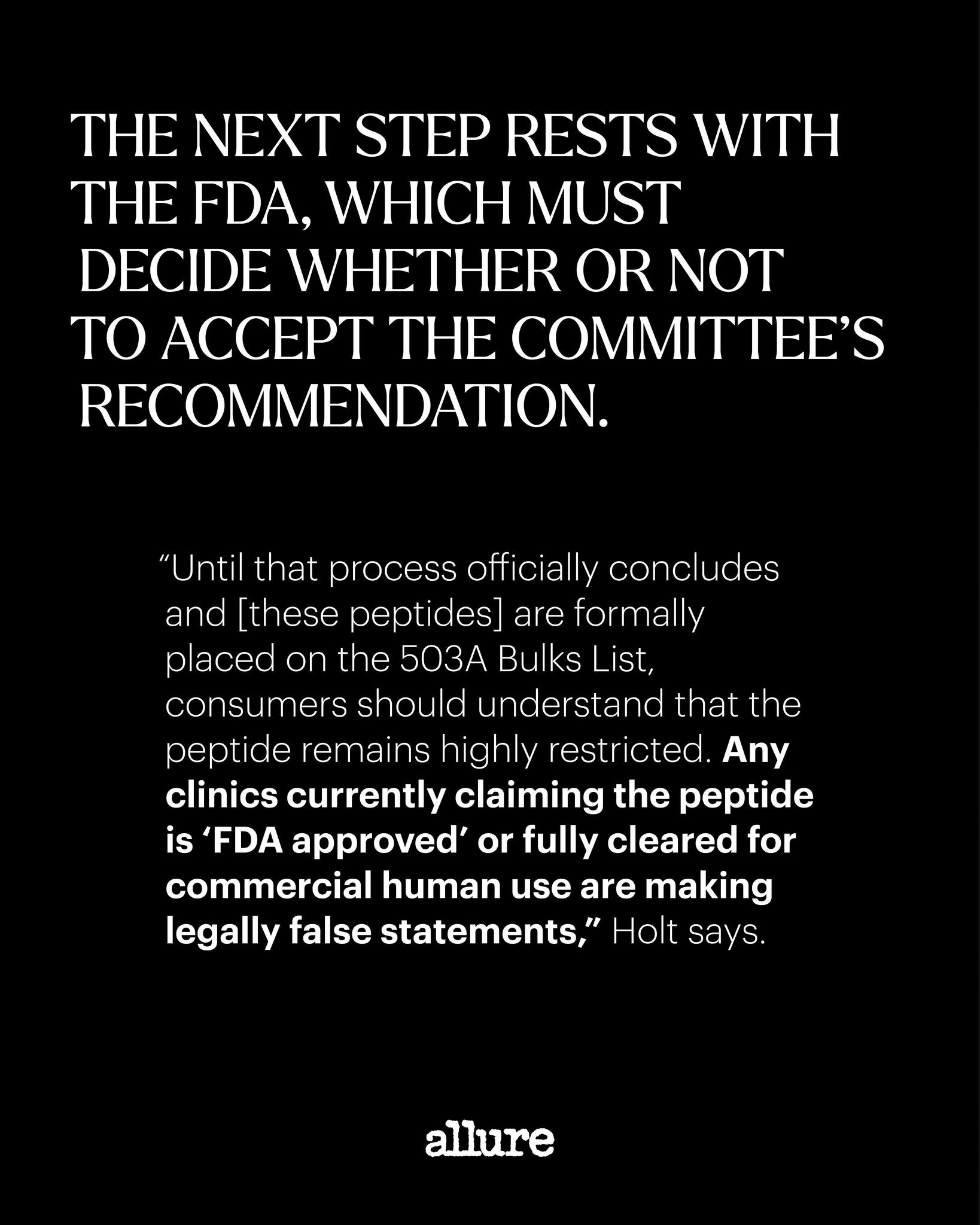 fda statement bpc-157 not approved for human use If the rise of peptides in popular culture were a pro sports team, would be its star forward. Short Vanta Commends U.S. FDA Advisory