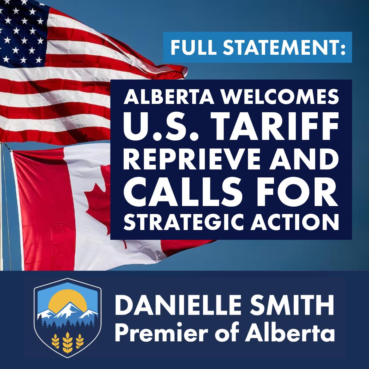 Danielle - Alberta is pleased to see that today President Donald Trump ...