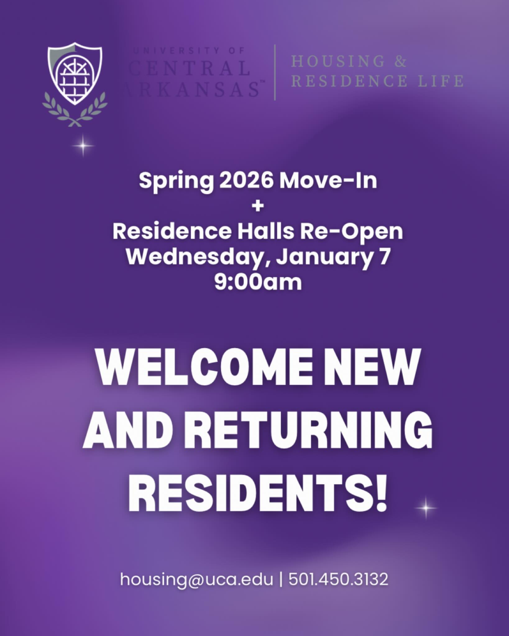 Spring 2026 Move-In and Residence Halls Re-Open on Wednesday, January ...
