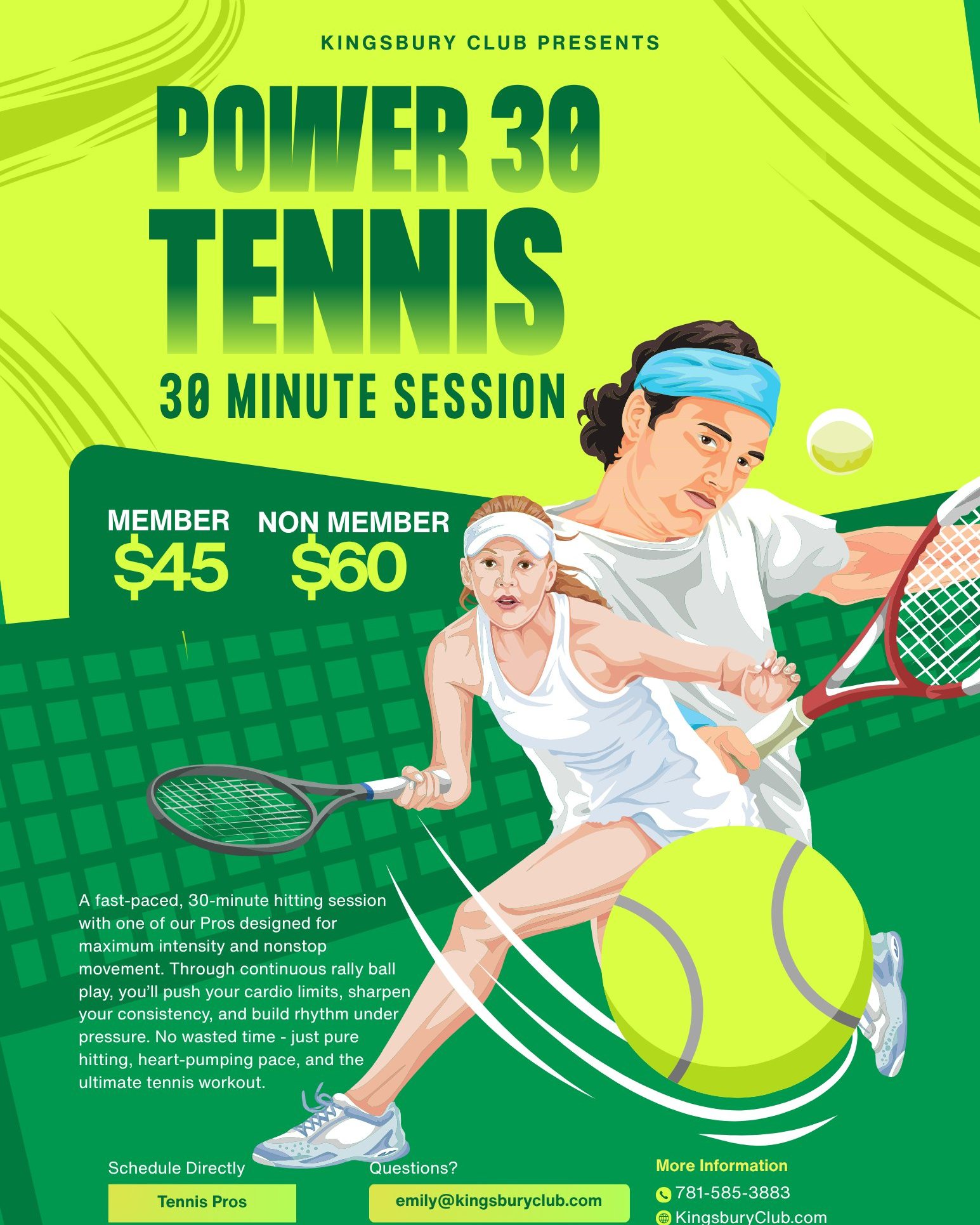 Check out our Power 30 Tennis... - Kingsbury Club & Spa | Facebook