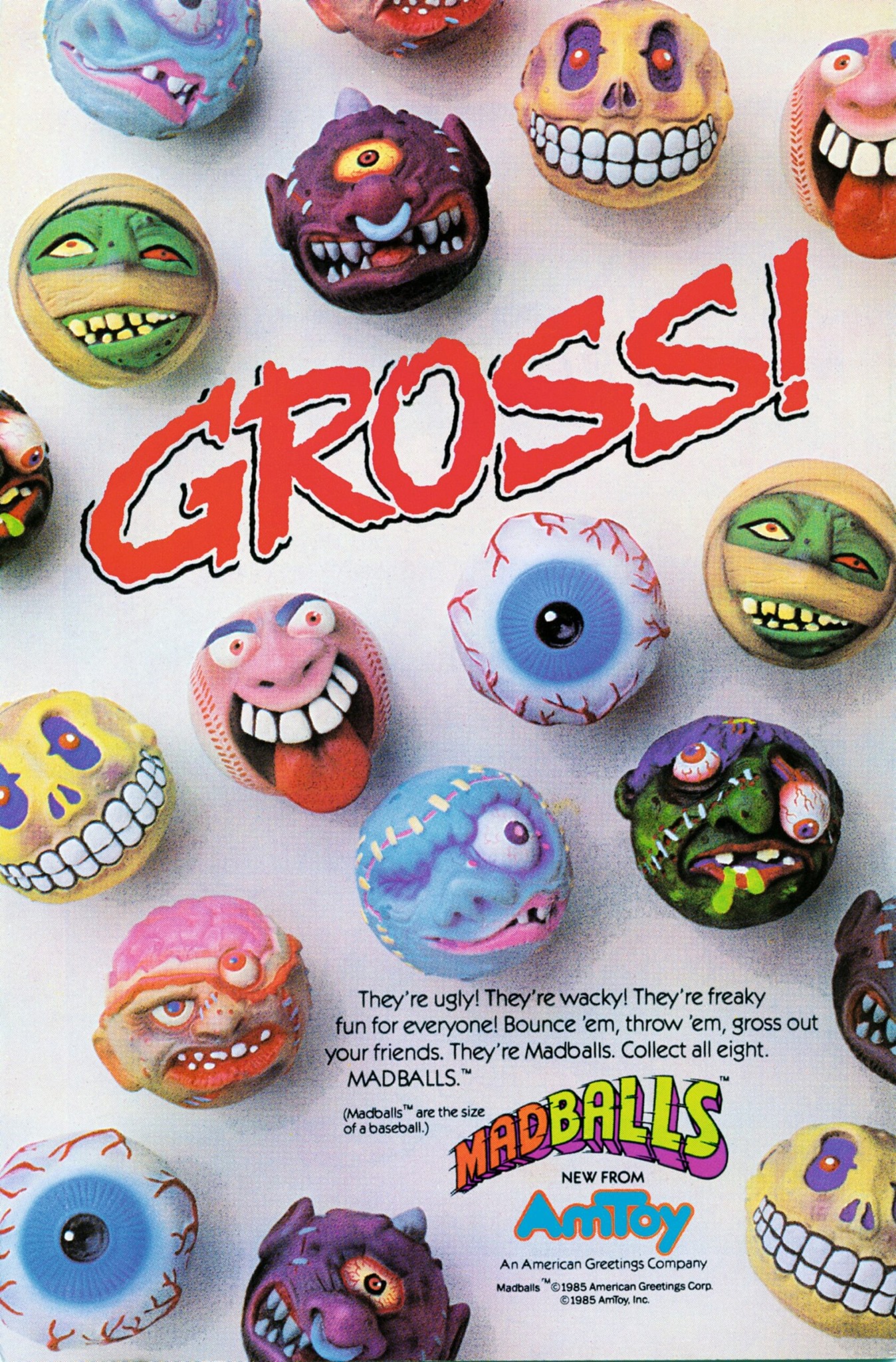 AmToy Madballs and Head Popping Action Figures.