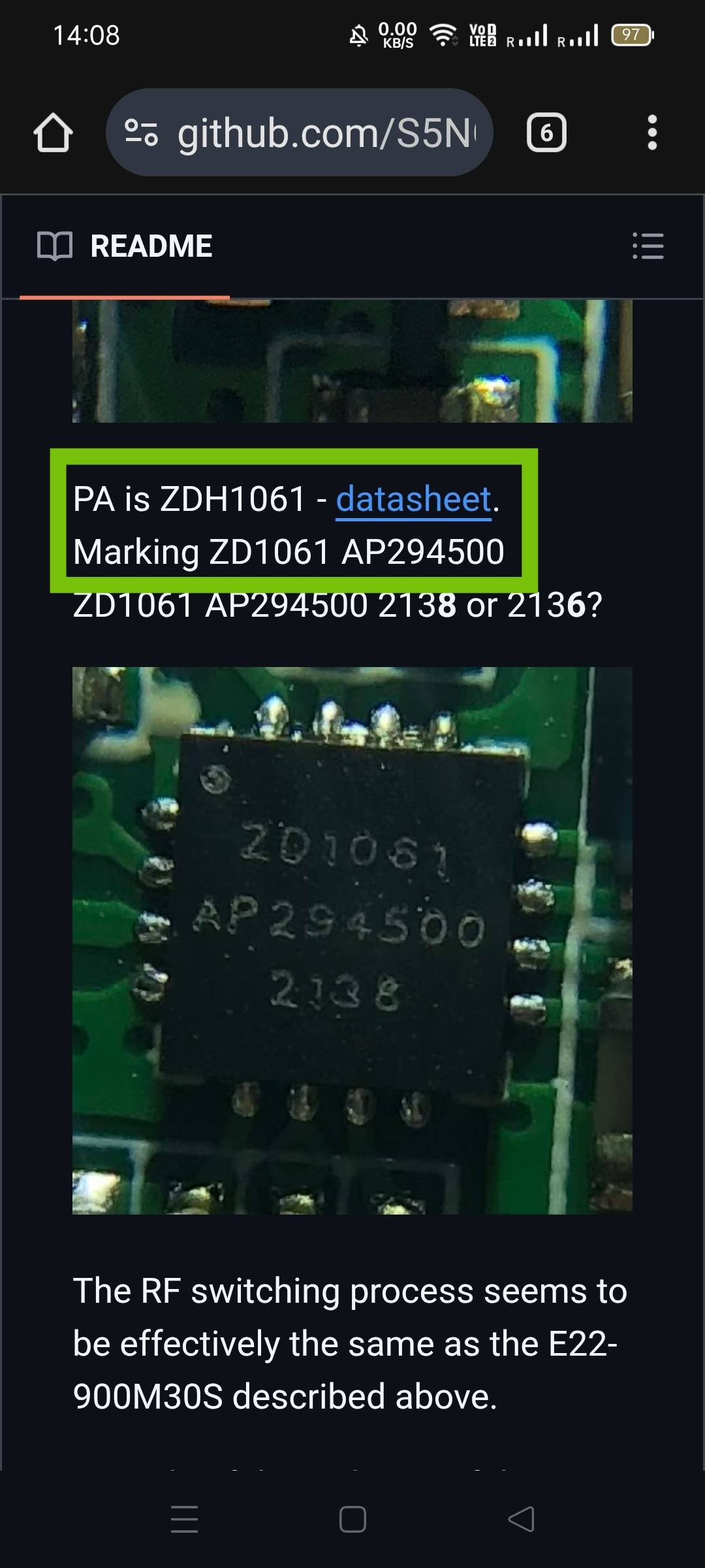 zdh1061 module does not support 9xxmhz
