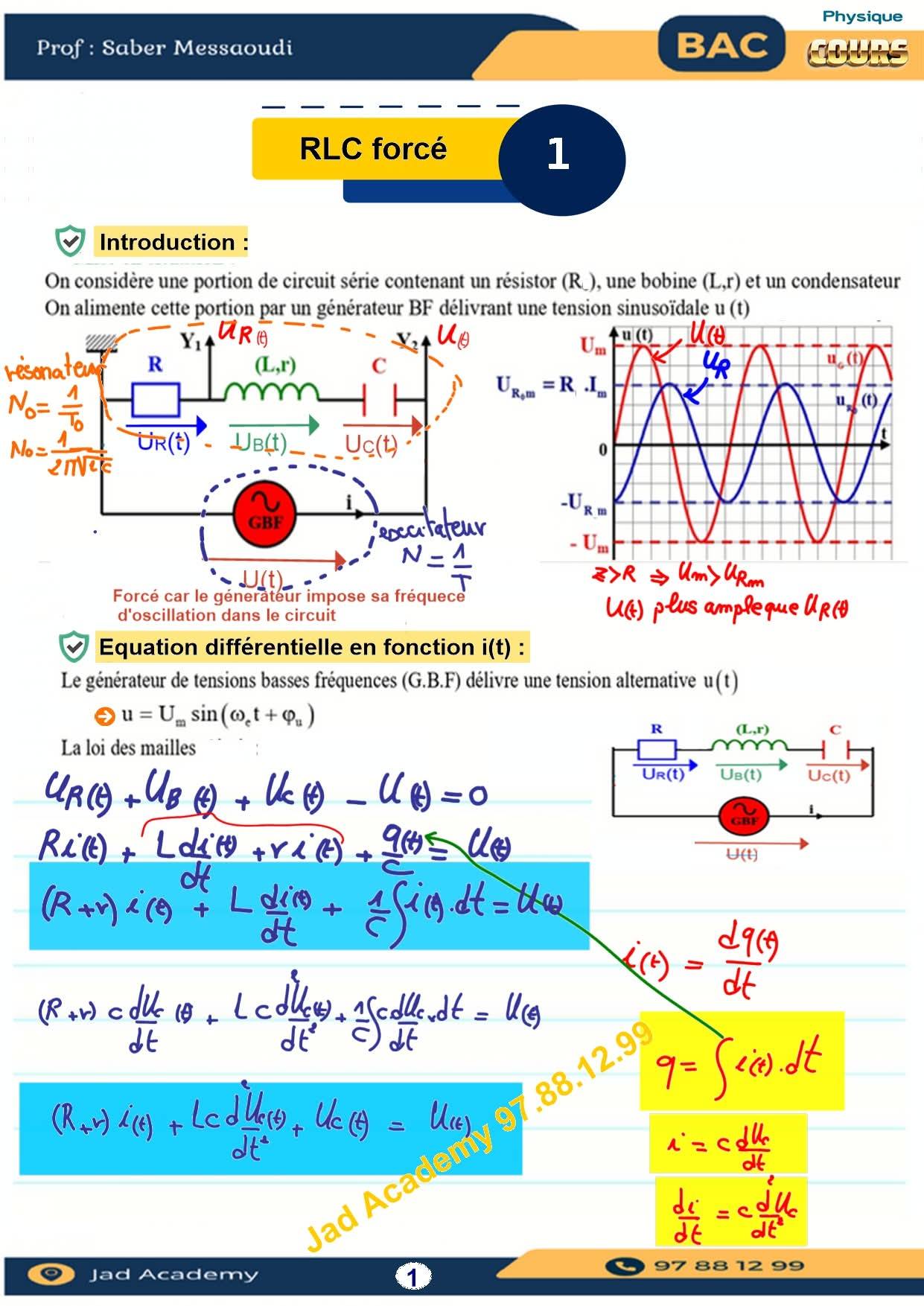⏩️Cours RLC forcées ⏪️... - Etude: Physique/Chimie - SaBer.M | Facebook