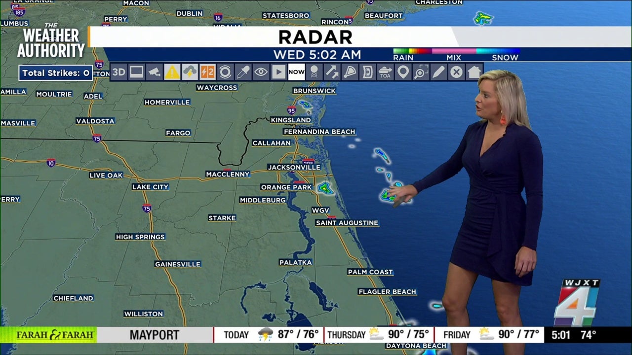 WJXT4 - By 1 p.m., we reach 89 degrees, peak at 92 degrees around 