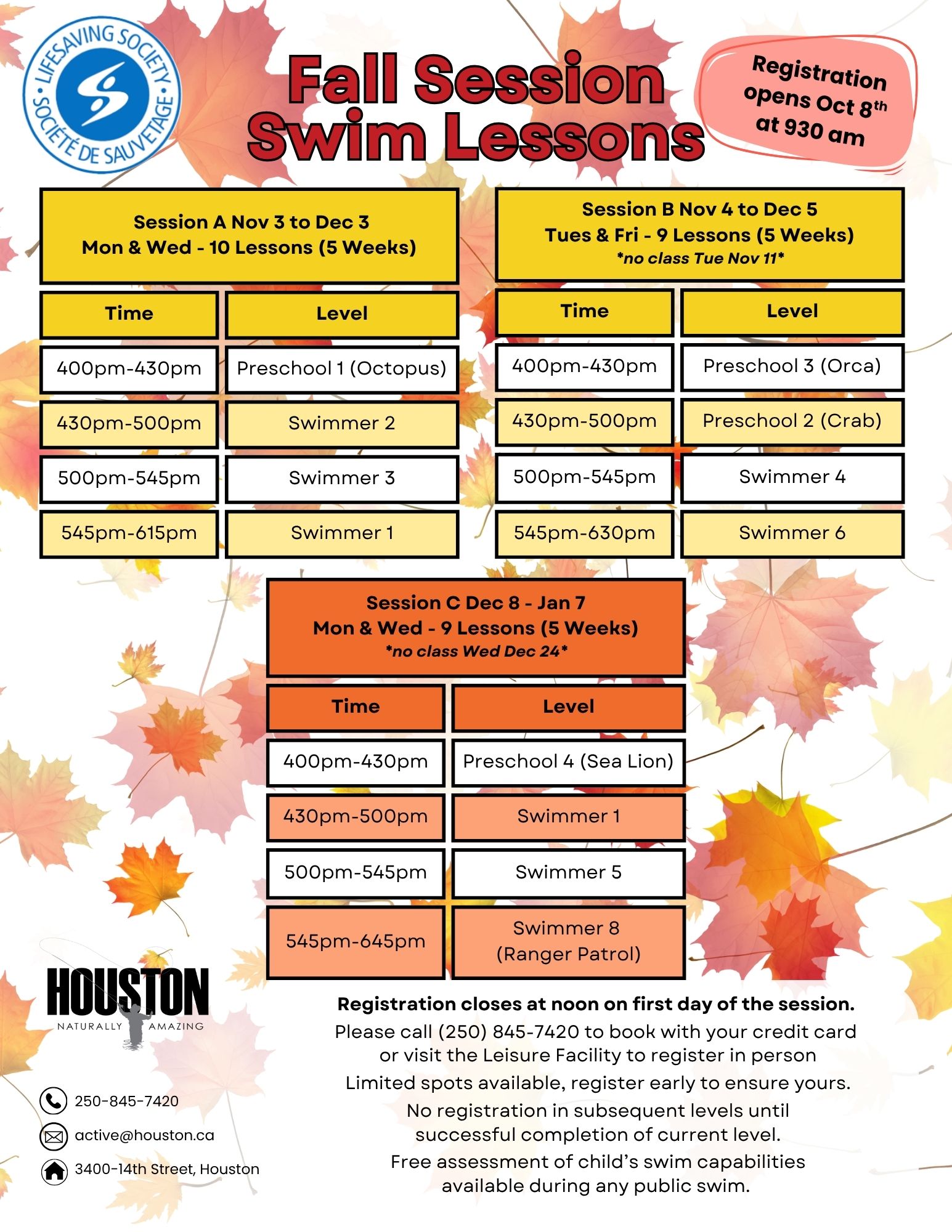 Leisure - 🍂🏊 Fall Swim Lessons Start in November! 🏊🍂 REGISTRATION NOW ...