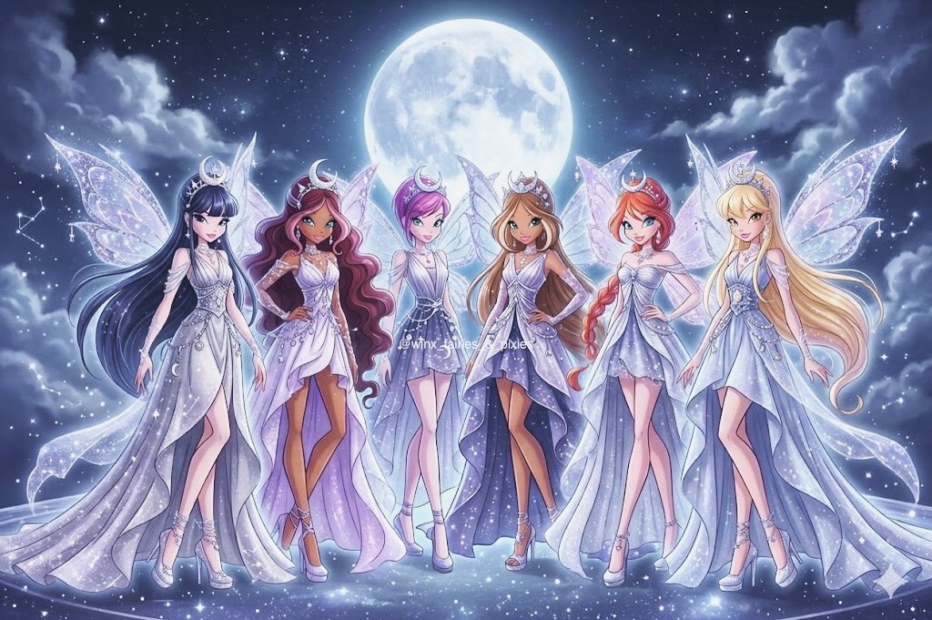 winx club dresses fairies in Moon-themed 🌙✨ #winxclub #winxfairies #winxclubmagic #winxclubofficial COLOR:Dusty Rose Bronx Banco Reo Zoe MerchFabric:FINE GAUGE VISCOSE Met gala and elastic straps for