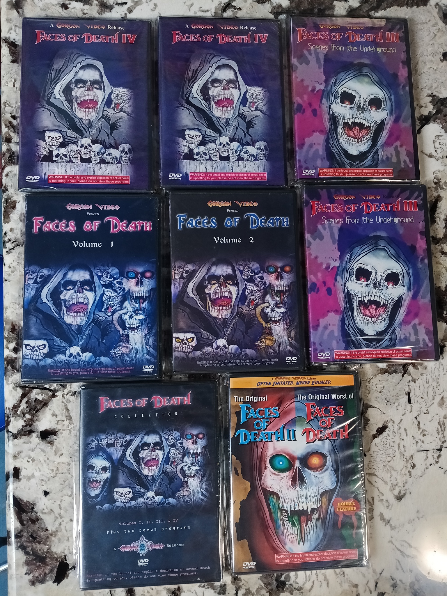 Faces of Death DVD collection volumes 1-4 available at Walmart