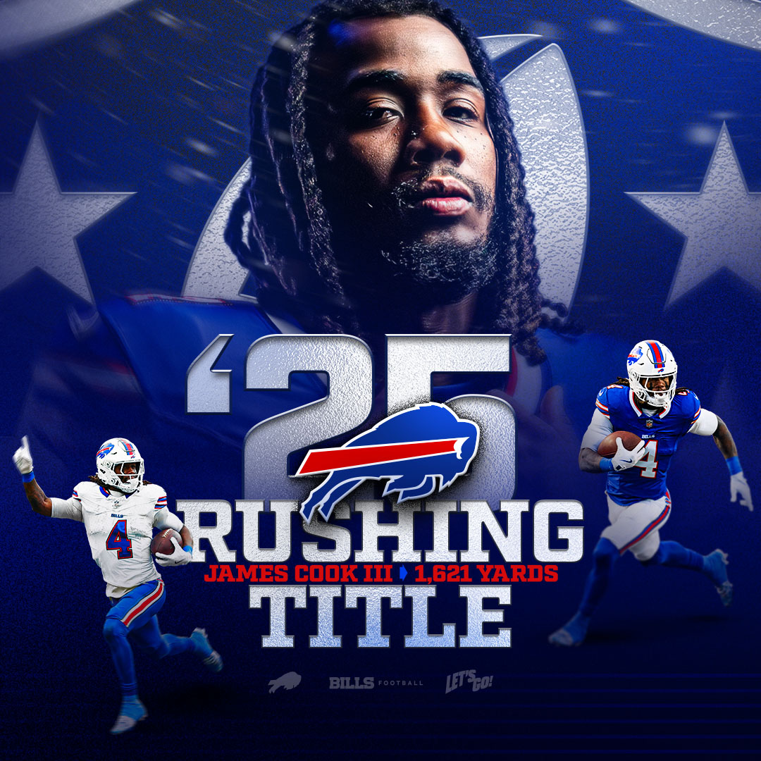 Buffalo - YOUR 2025 NFL RUSHING LEADER, JAMES COOK!! 🏆 | Facebook