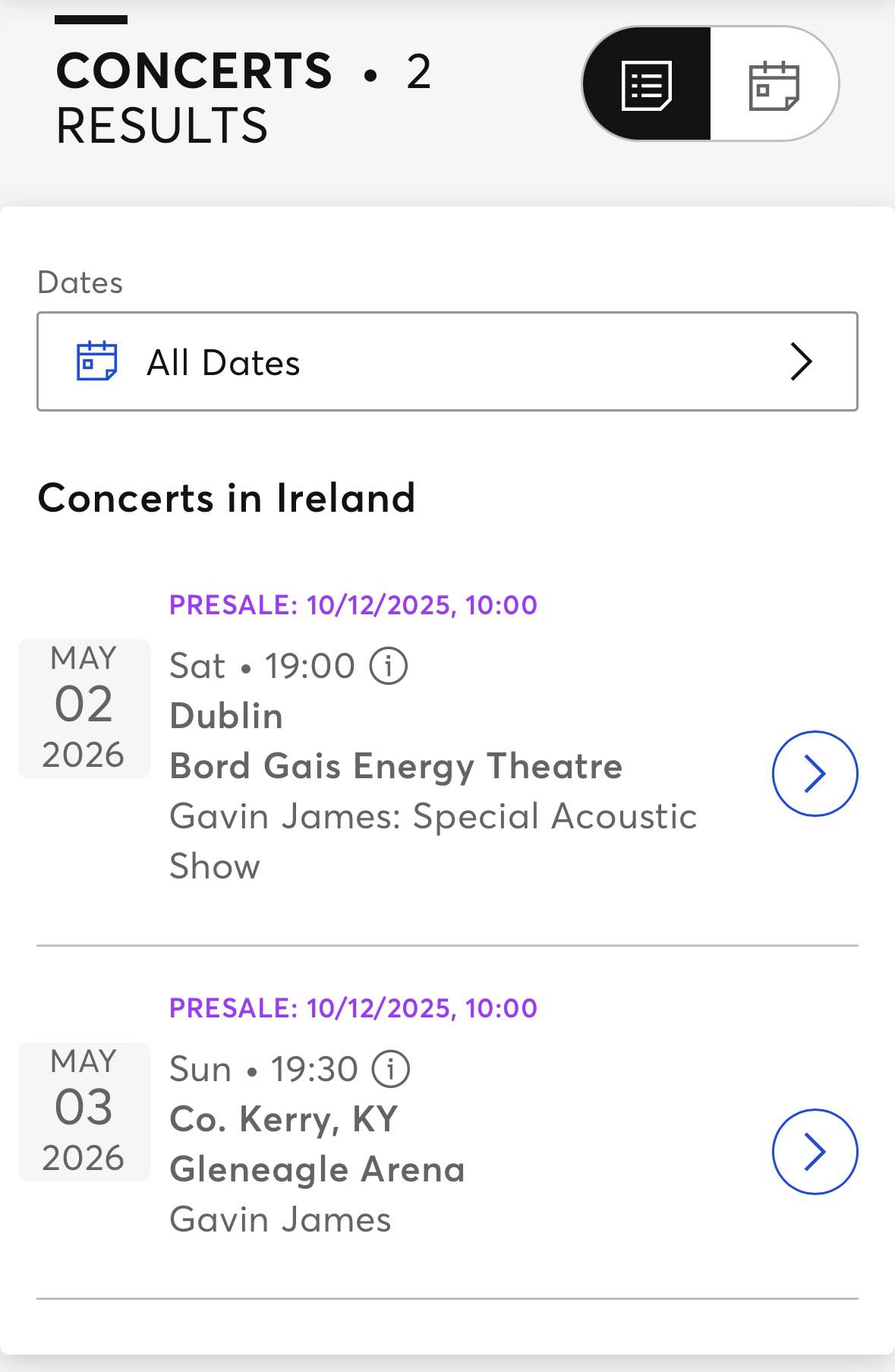 Gavin - Pre sale tickets for Board Gais Theatre and INEC Killarney are ...