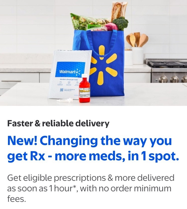 Walmart - Walmart+ members get FREE Rx delivery. Save $9.95 delivery ...