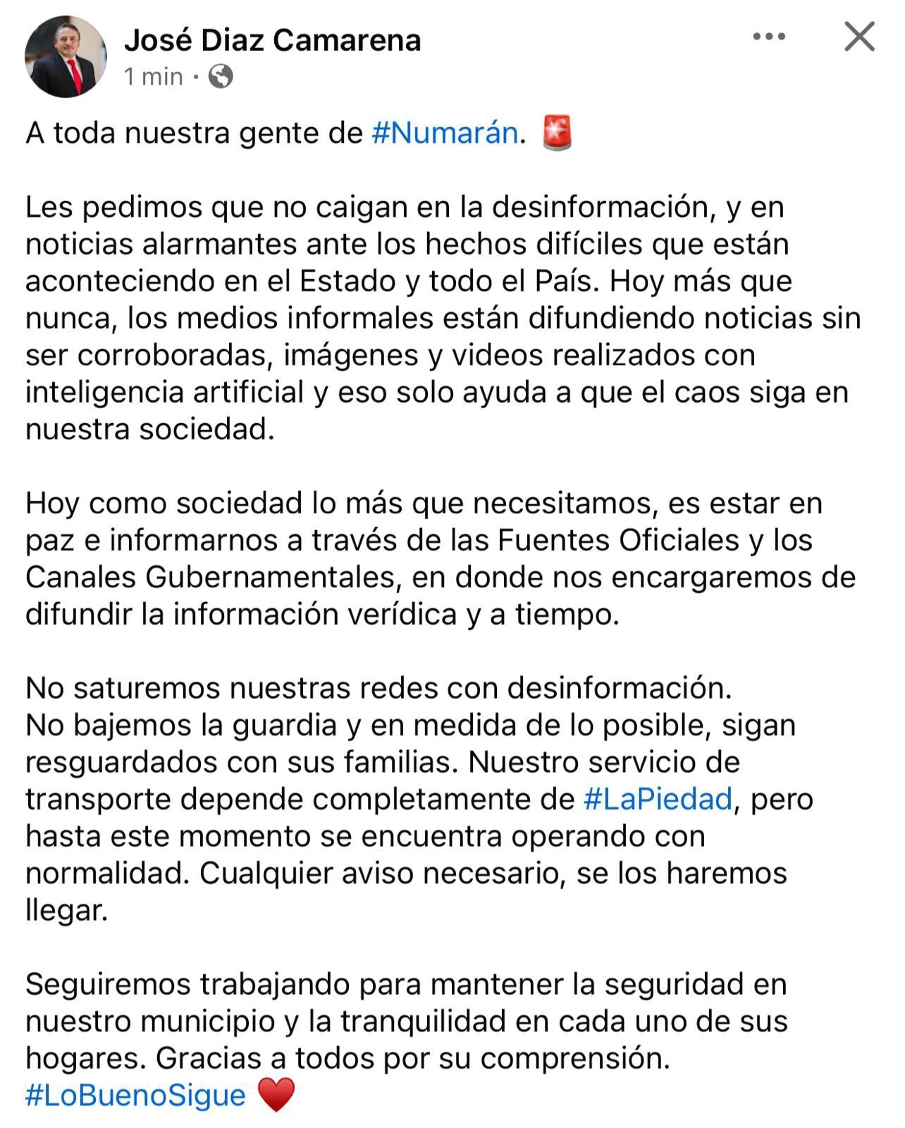Hugo - #Nacional | José Diaz Camarena, Alcalde de Numarán Municipio ...