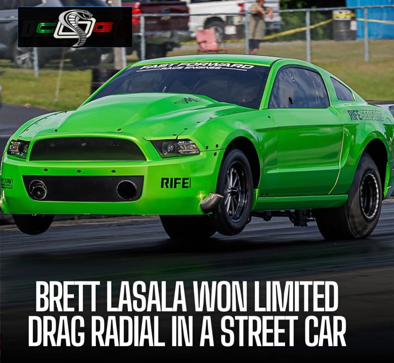 Piloting his infamous Snot Rocket Mustang, Brett LaSala won the