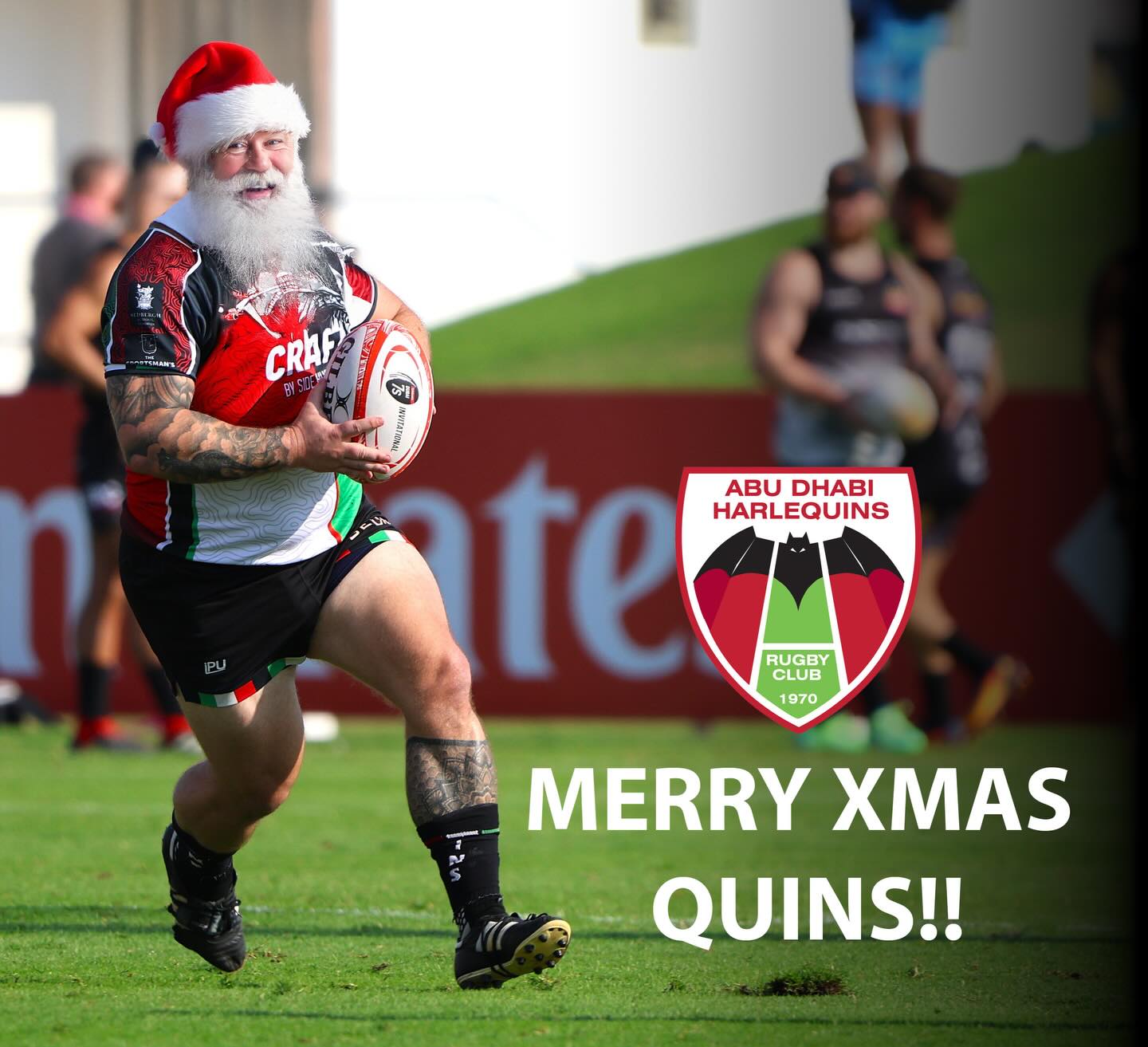 Abu - Santa loves his rugby and he’s a Quin!! Merry Xmas to all our ...