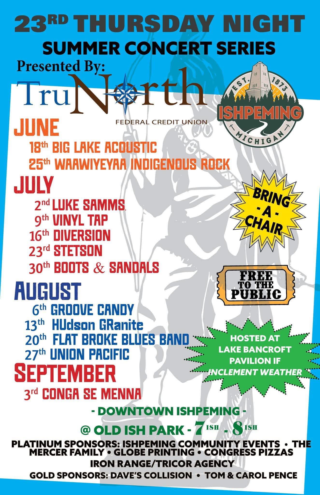 Ishpeming summer concert series opening night with Big Lake Acoustic